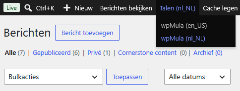 Back-end language switcher